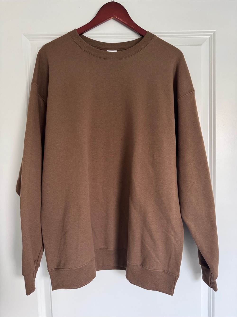 New Mens Brown Hanes Ecosmart Loose Fit Sweatshirt L